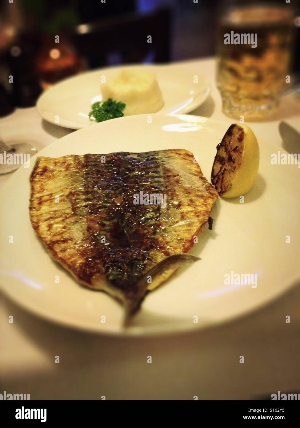 Makrele gegrillt in Kiew restaurant Stockfoto