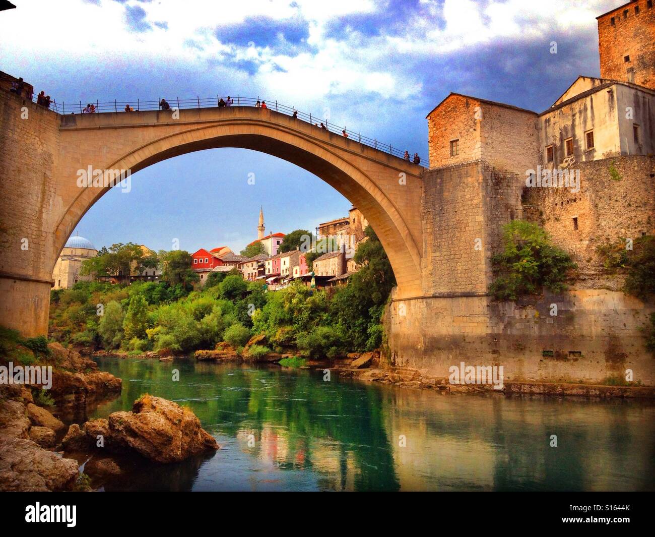 Stari am meisten Brücke Mostar Herzegowina Stockfoto