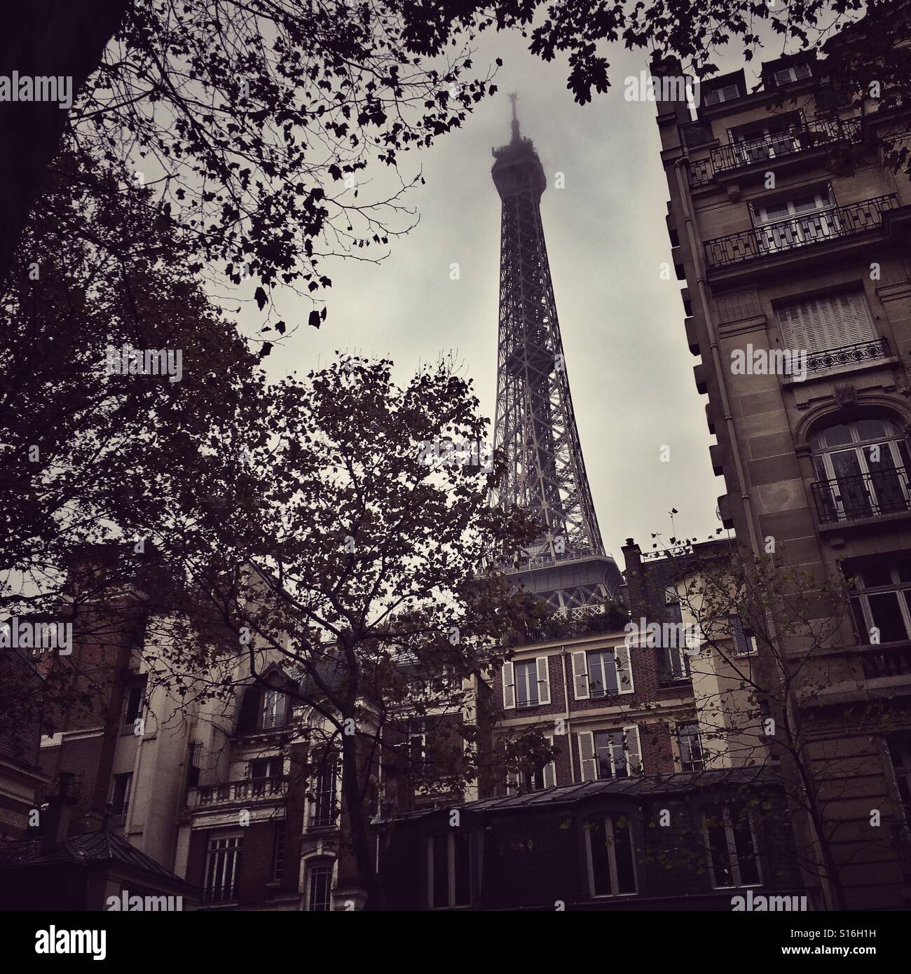 Eiffelturm Paris - Smartphone-aufgenommenes Stockfoto