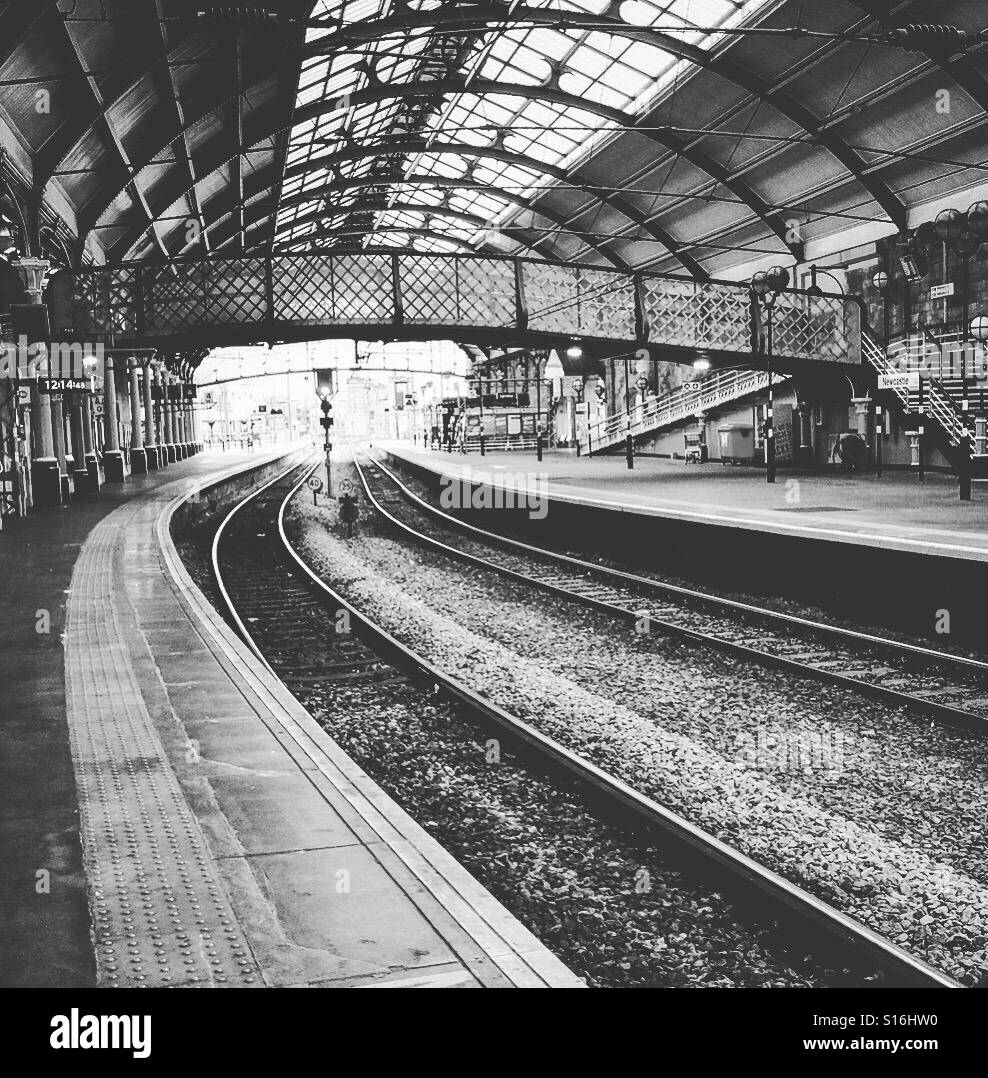 Bahnhof von Newcastle. - Smartphone-aufgenommenes Stockfoto