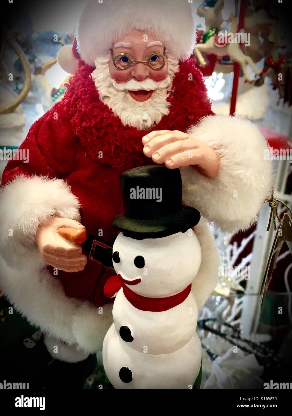 Nikolaus und Frosty the Snowman Stockfoto