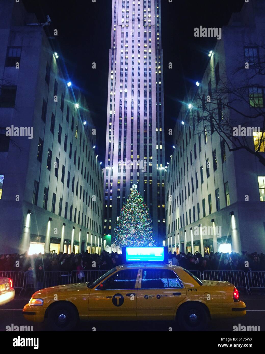 Rockefeller Weihnachtsbaum, New York Stockfoto