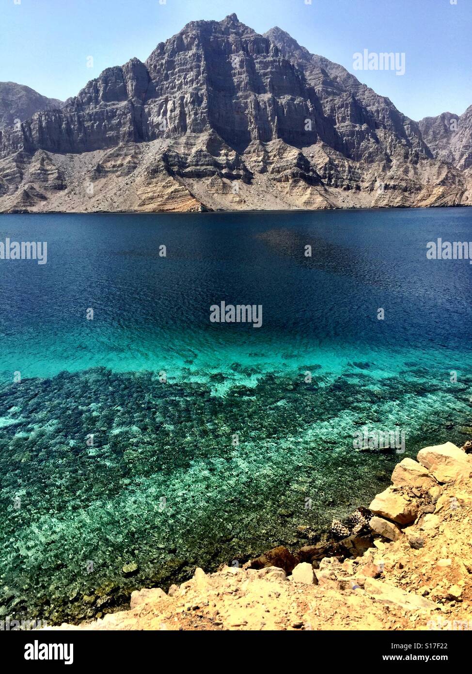 Fjorden von Musandam Oman Stockfoto