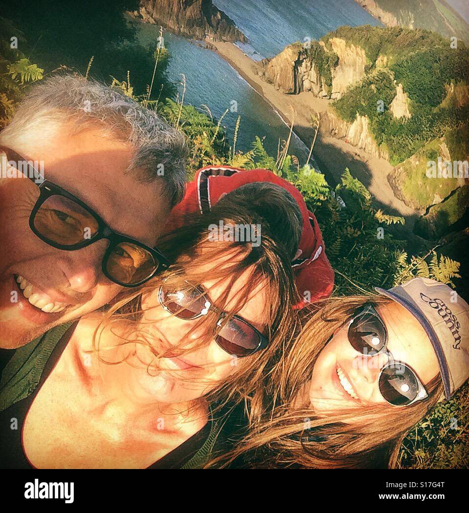 Familie auf Urlaub selfie Stockfoto