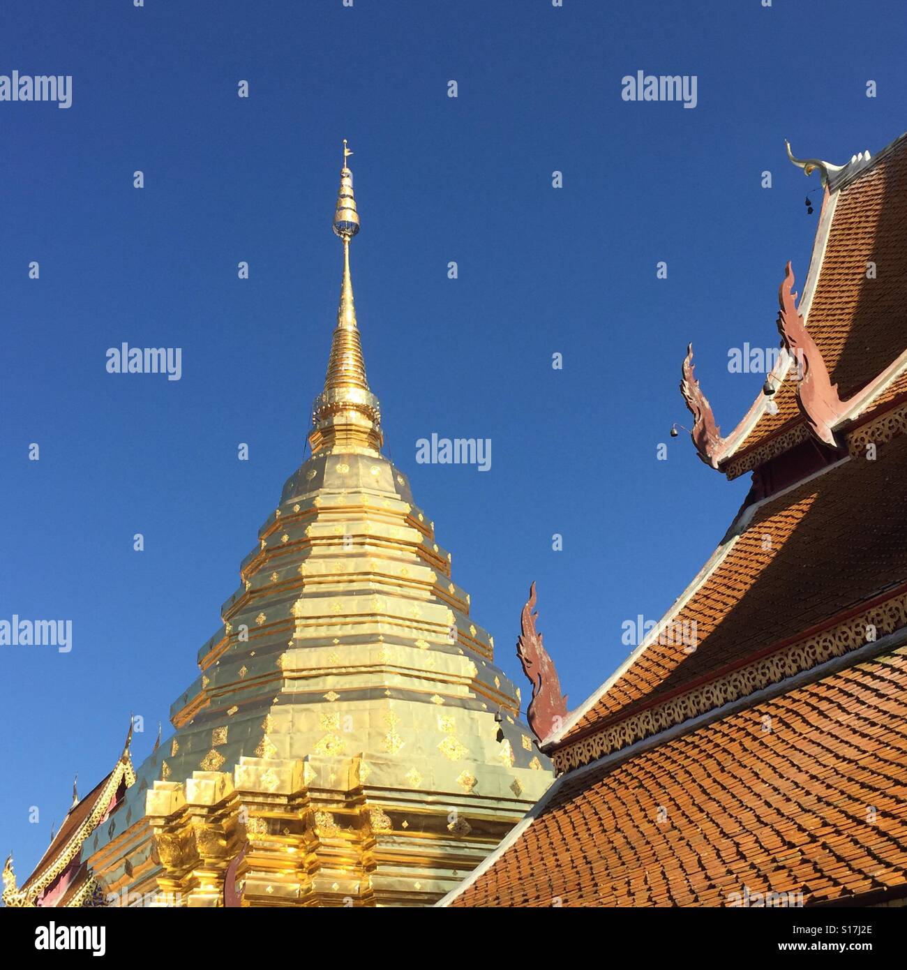 Thailändischer buddhistischer Tempel-Architektur-Wat Phrathat Doi Suthep, Chiang Mai, Thailand Stockfoto