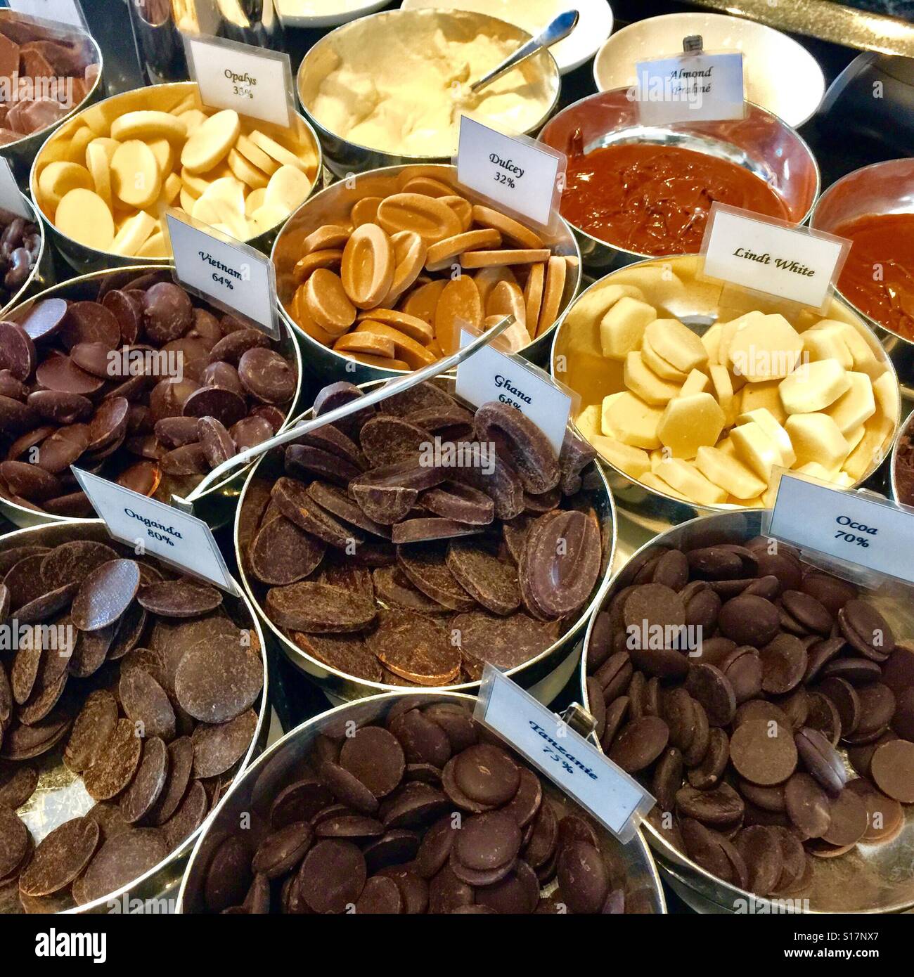 Sortiert von Schokolade Aromen Stockfoto