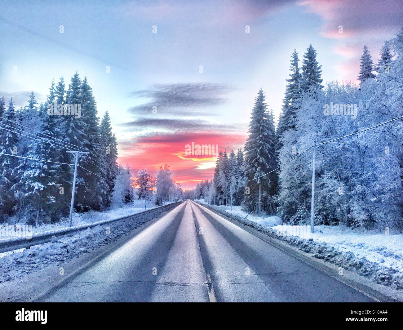 Sunrise Wintermorgen, Norwegen Stockfoto