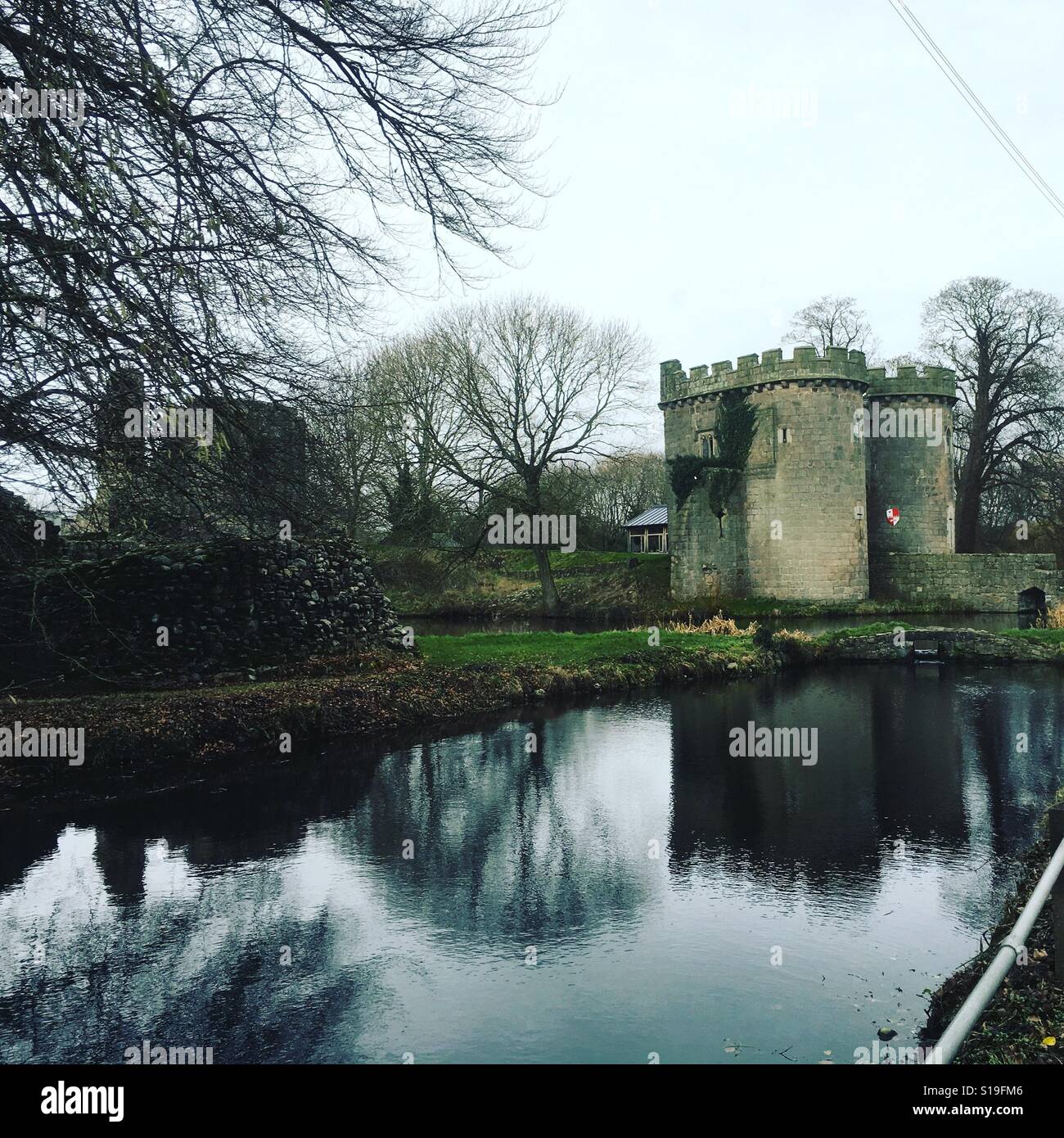 Whittington Schloß - Smartphone-aufgenommenes Stockfoto