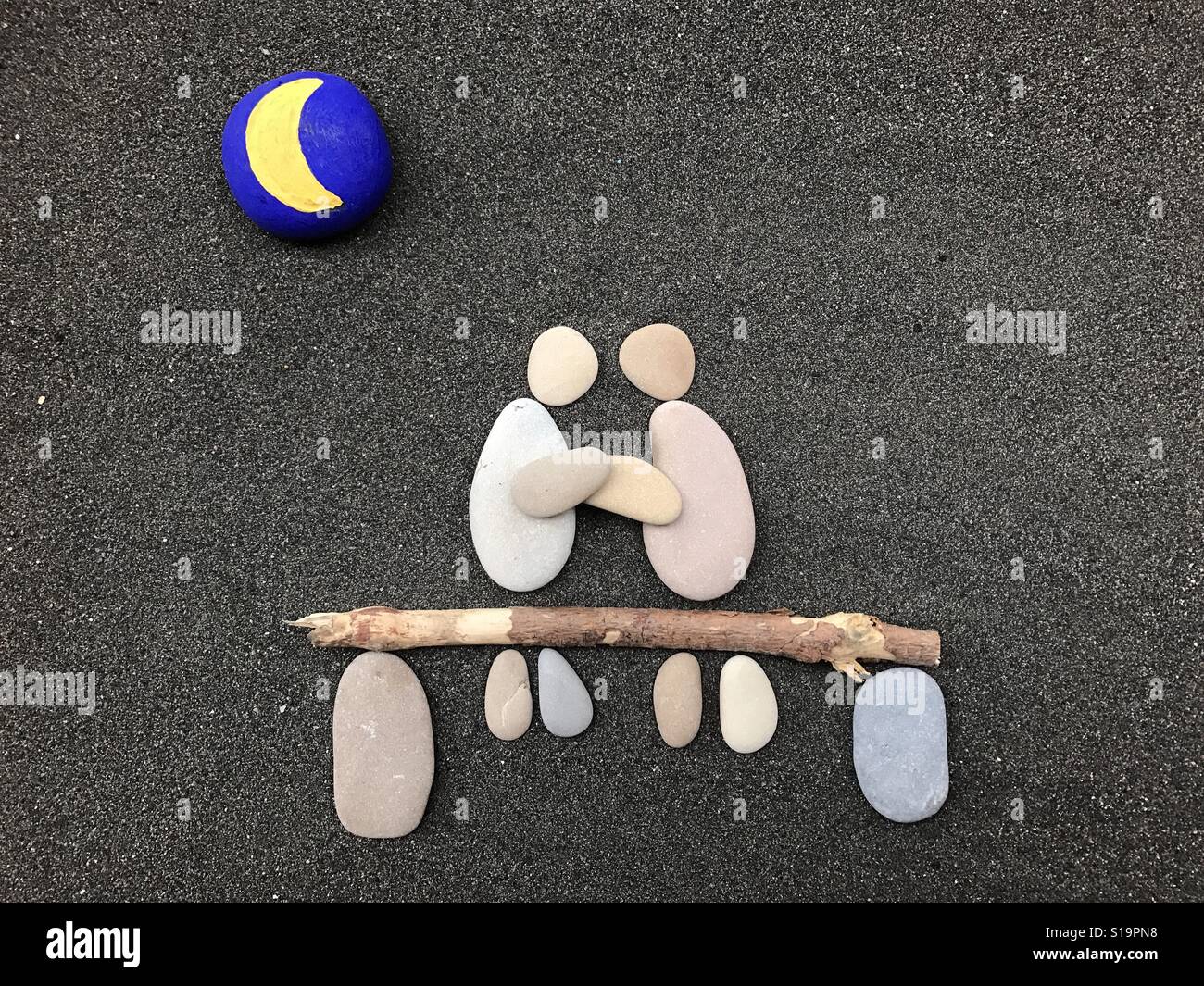 Liebhaber unter dem Mond - Smartphone-aufgenommenes Stockfoto