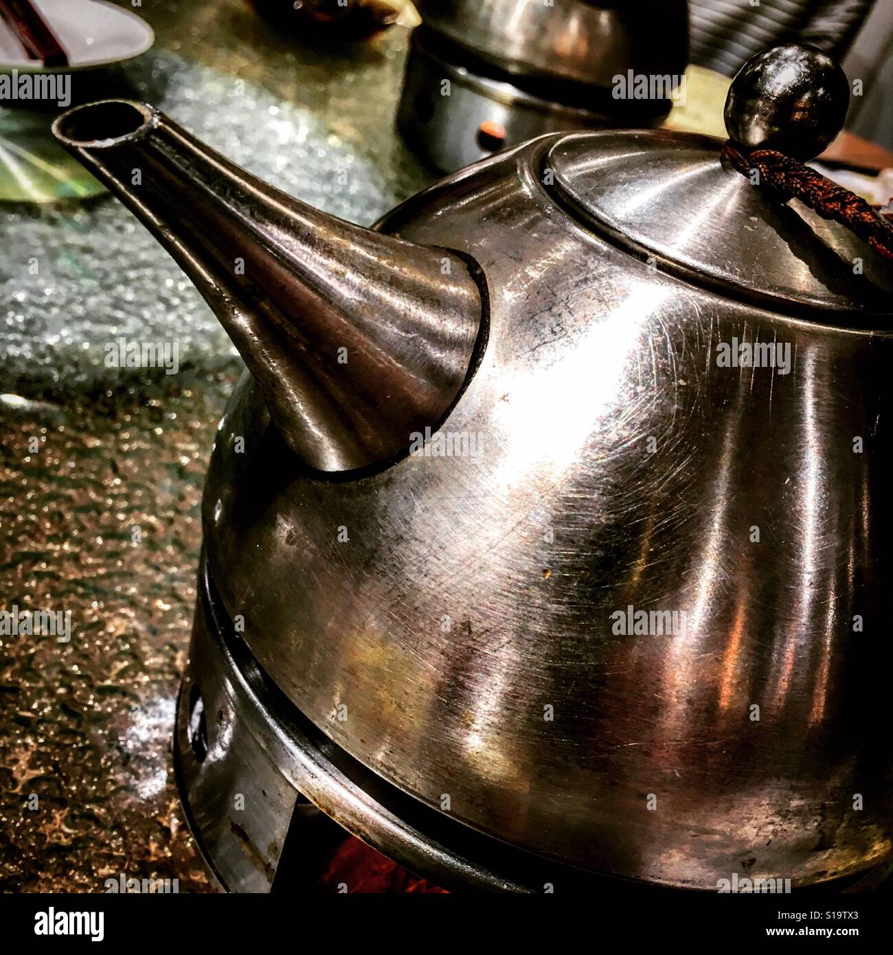 Stahl Teekanne Stockfoto
