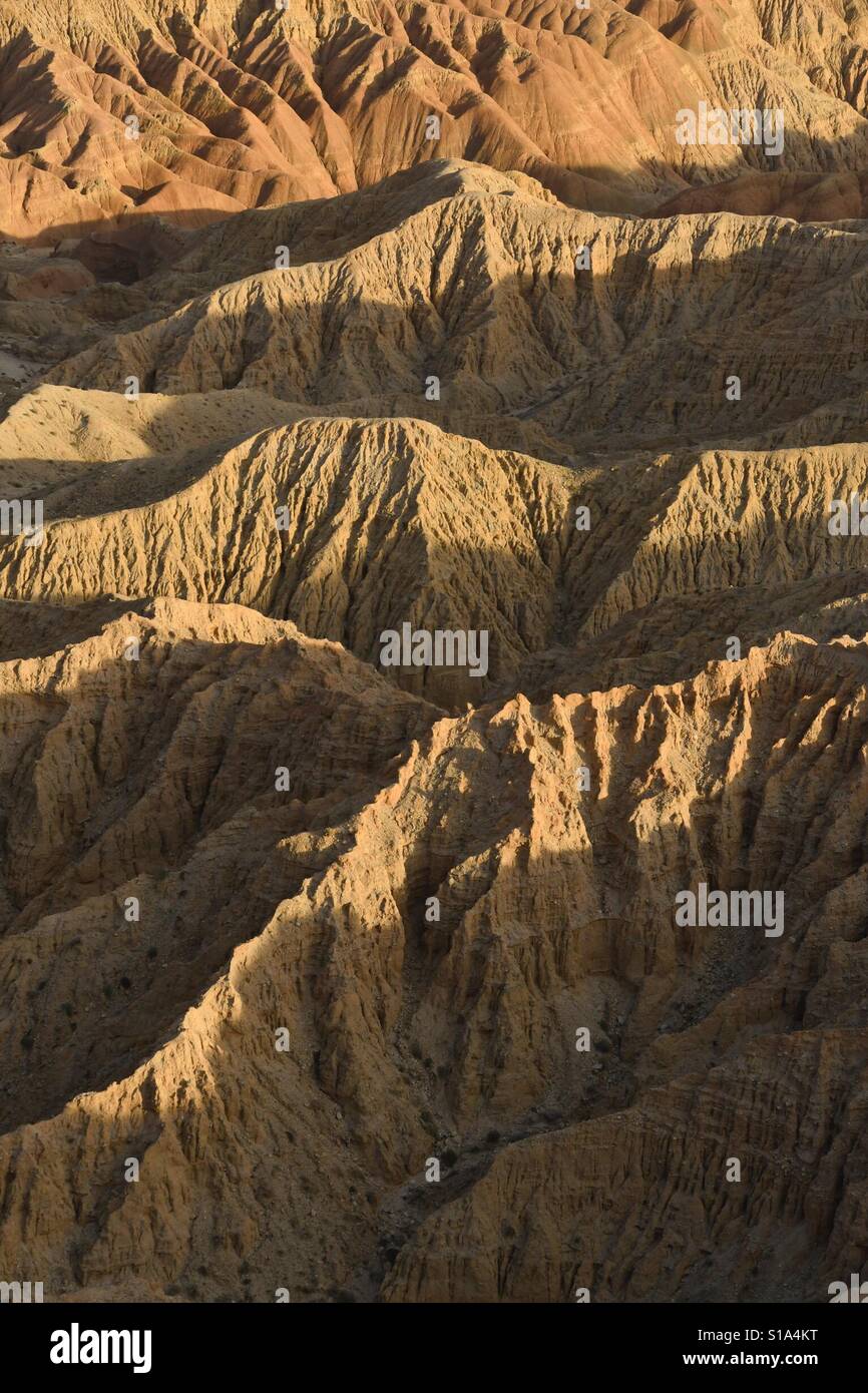 Borrego Badlands, erodiert Hills, der Schrift Punkt, Anza Borrego Desert State Park, Kalifornien Stockfoto