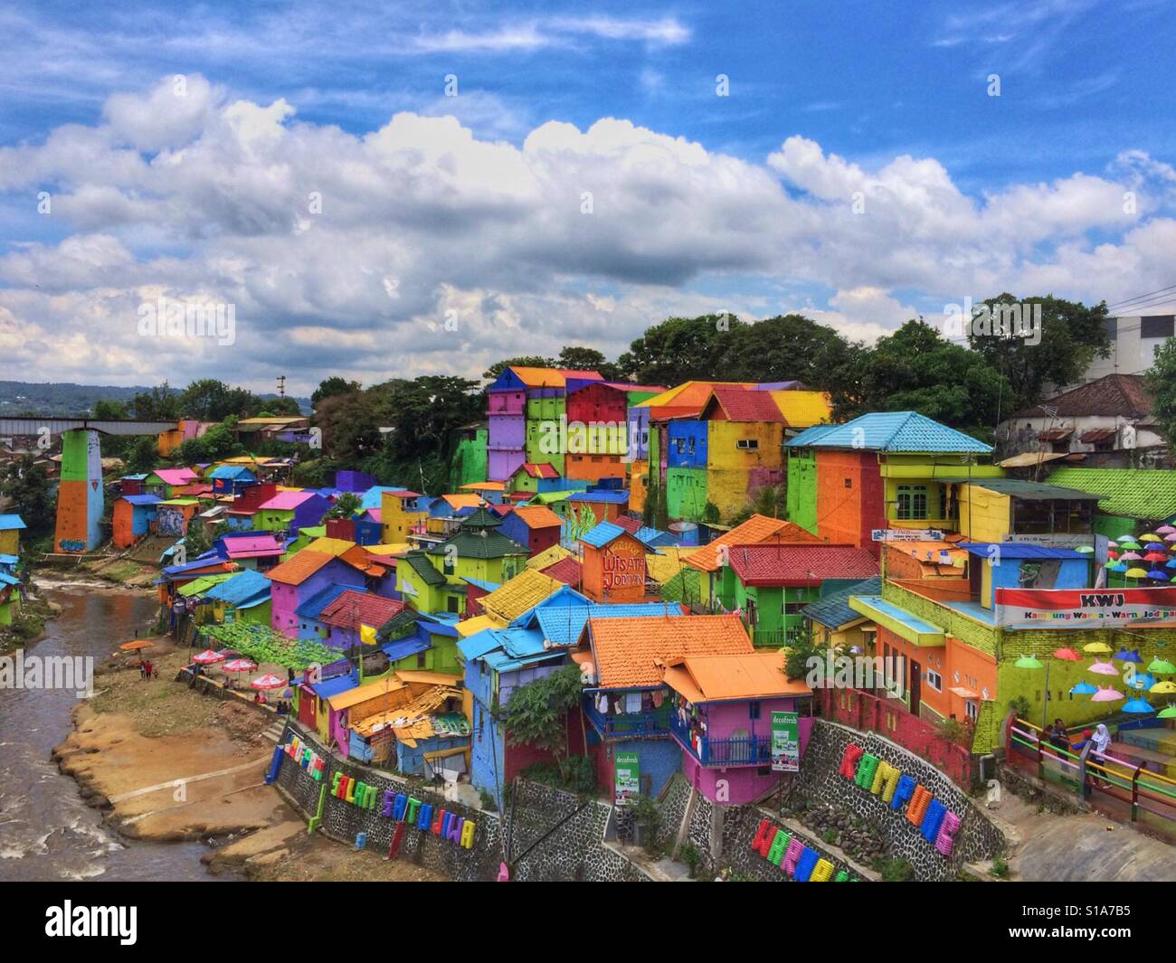 Jodipan, bunten Dorf in Malang, Ost-Java-Insel Stockfoto