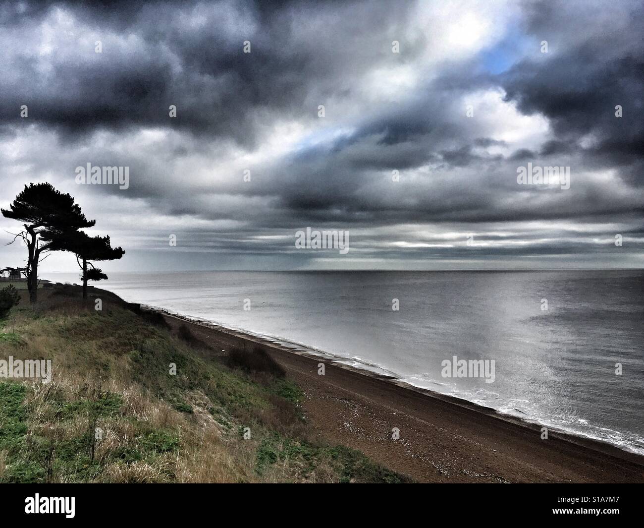 Nordsee Küste, Bawdsey, Suffolk, UK. - Smartphone-aufgenommenes Stockfoto
