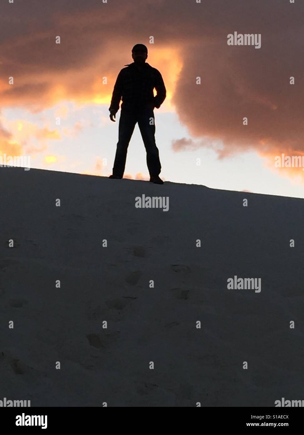 Sonnenuntergang weißen Sanddünen Stockfoto