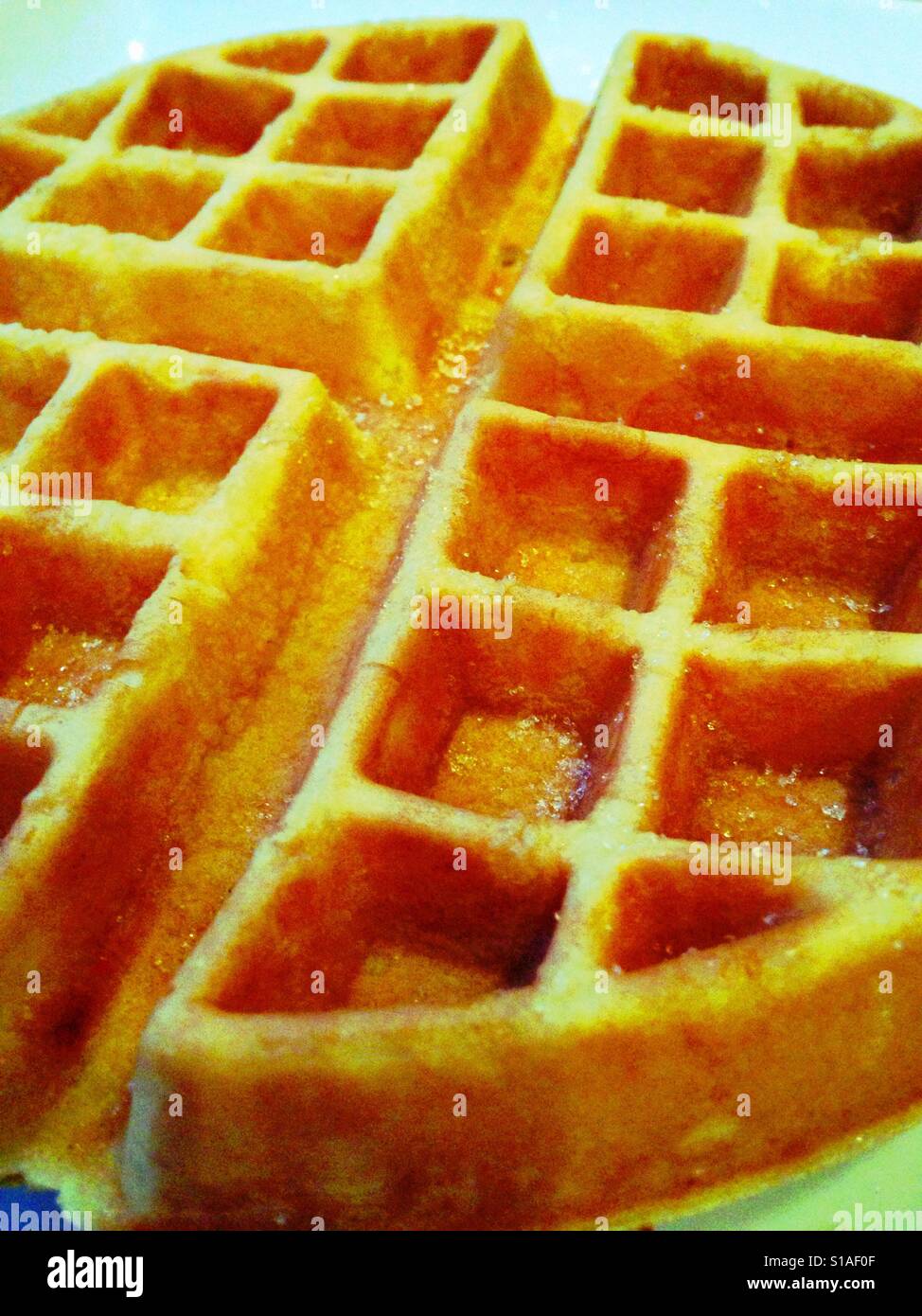 Eine Nahaufnahme von einer Waffel. Stockfoto