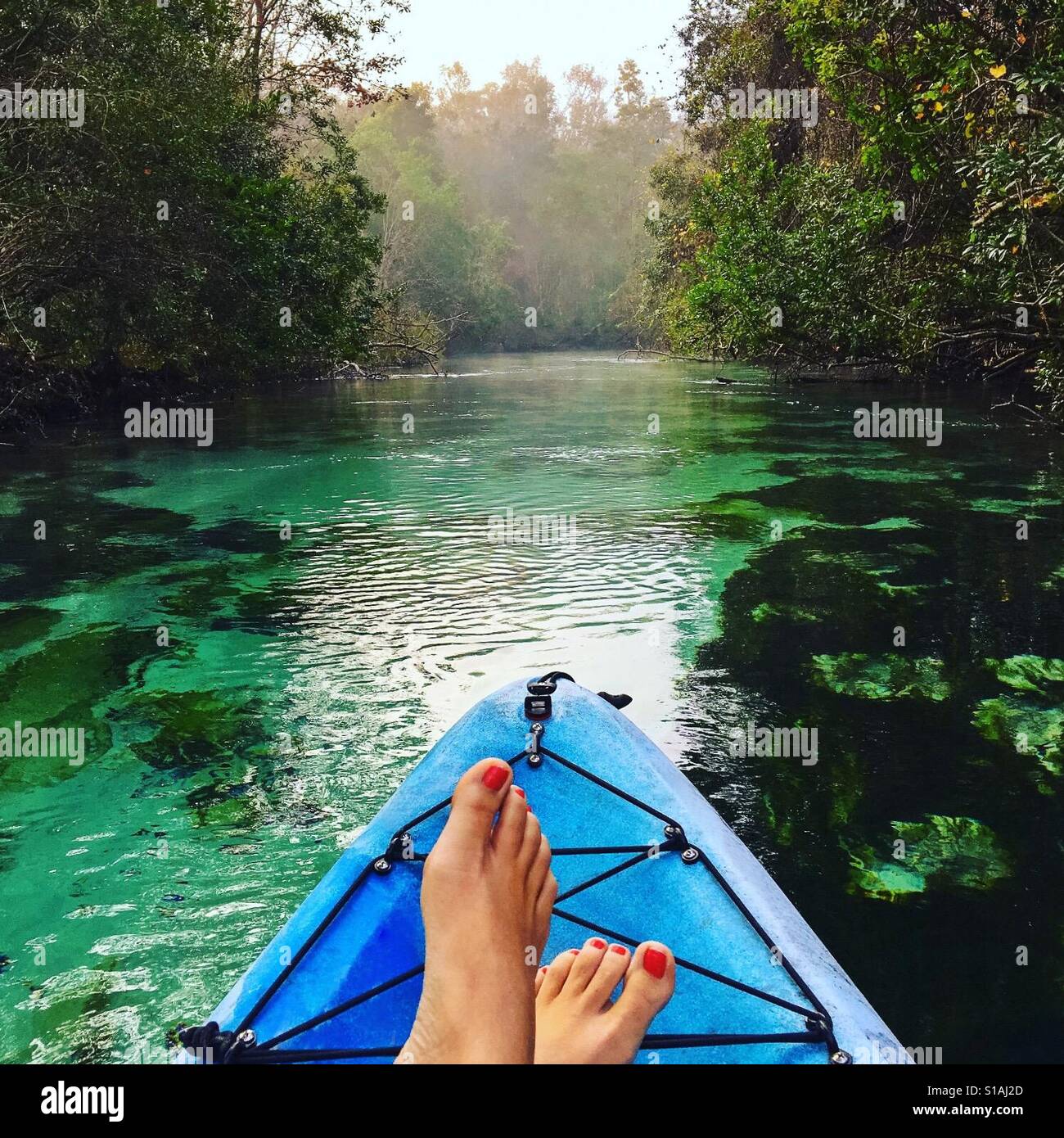 Kajakfahren auf der Weeki Wachee Springs Stockfoto