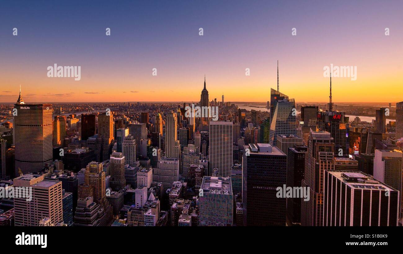 NYC-Sonnenuntergang Stockfoto