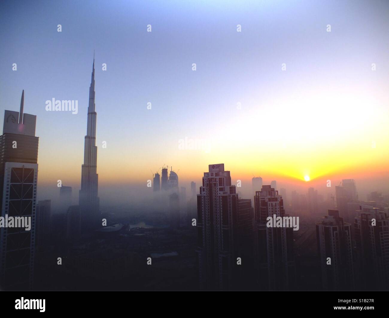 Sonnenaufgang-Morgenröte in Dubai Stockfoto