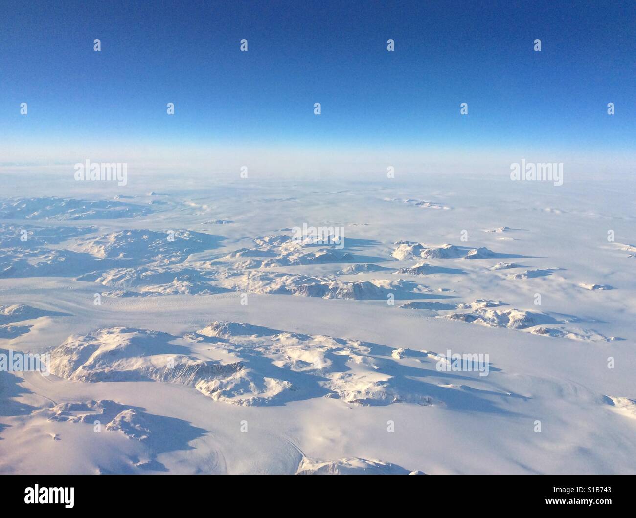 Gletscherlandschaft über Südgrönland. Stockfoto