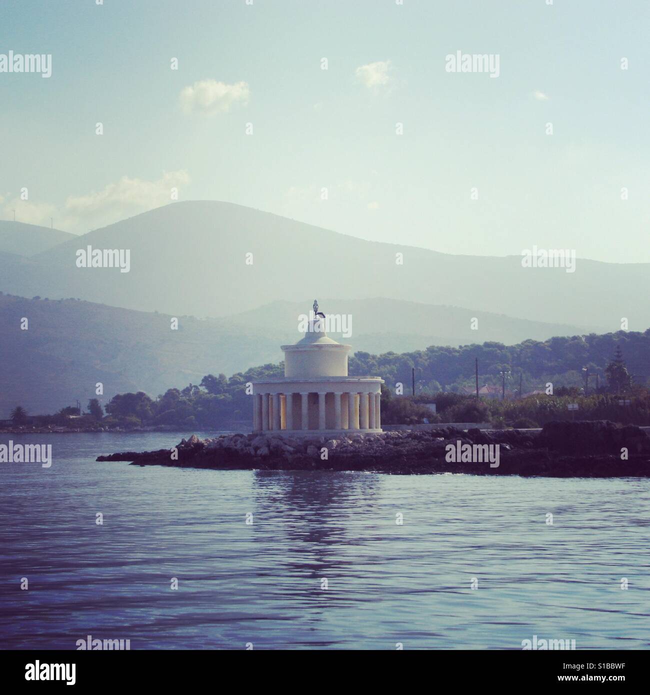 Der Leuchtturm von Saint Theodoroi - Smartphone-aufgenommenes Stockfoto