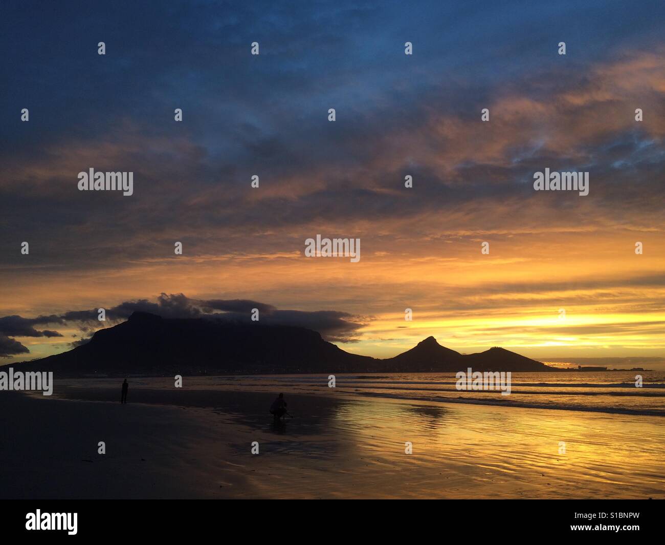 Tafelberg-Sonnenuntergang Stockfoto