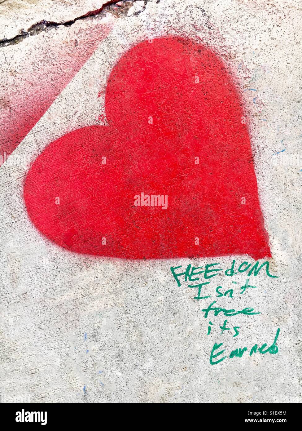 Freiheit ist nicht frei, sondern verdient Stockfoto