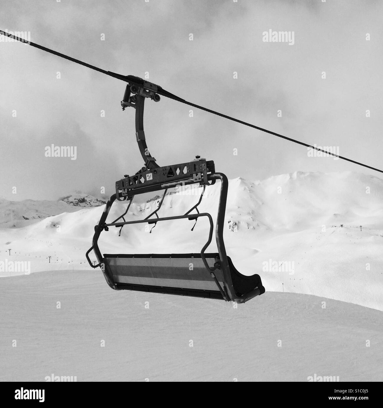 Ski-Sesselbahn im Skigebiet Val d ' Isere, Frankreich Stockfoto