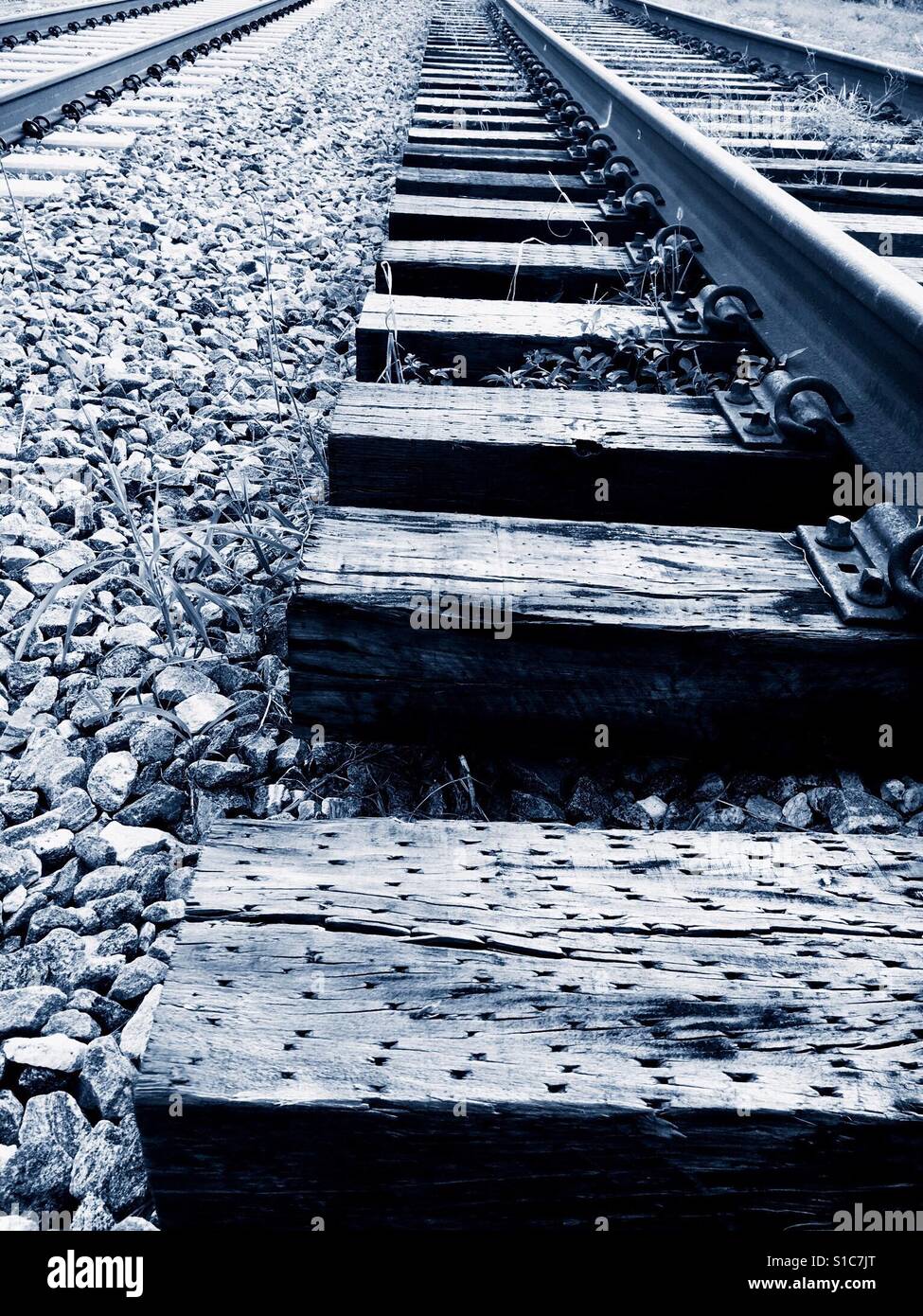 Eisenbahnschienen - Smartphone-aufgenommenes Stockfoto