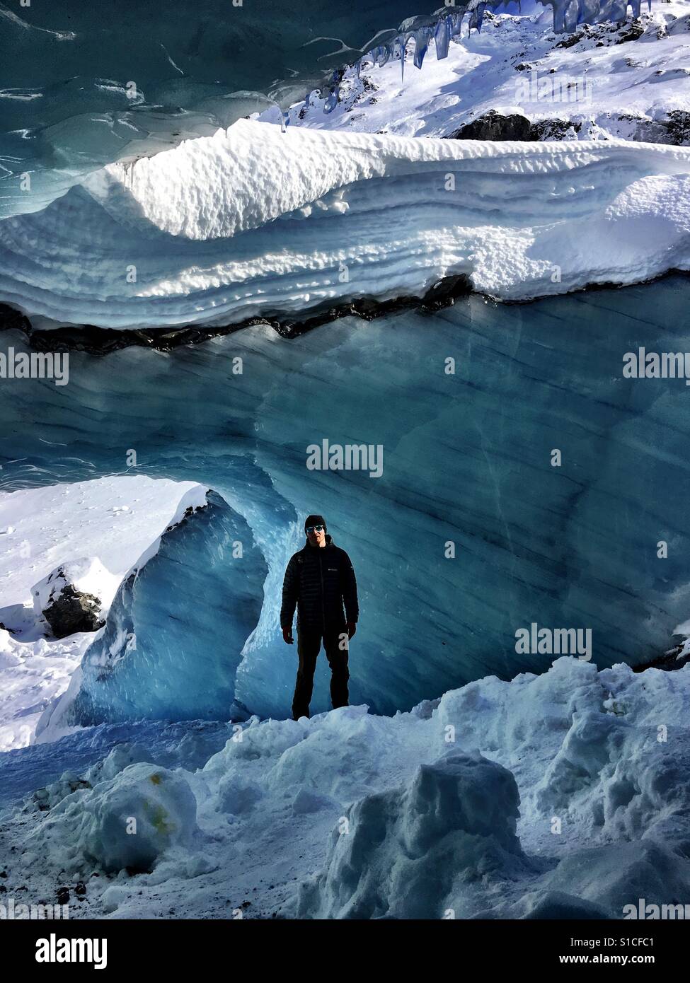 Erkunden Byron Gletscher, Alaska. Stockfoto