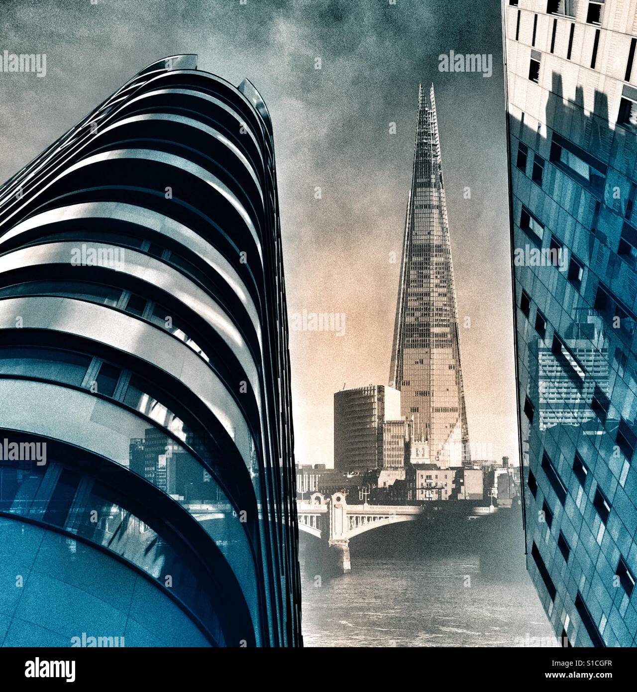 Modernen London Gebäuden einschließlich des Shards Stockfoto