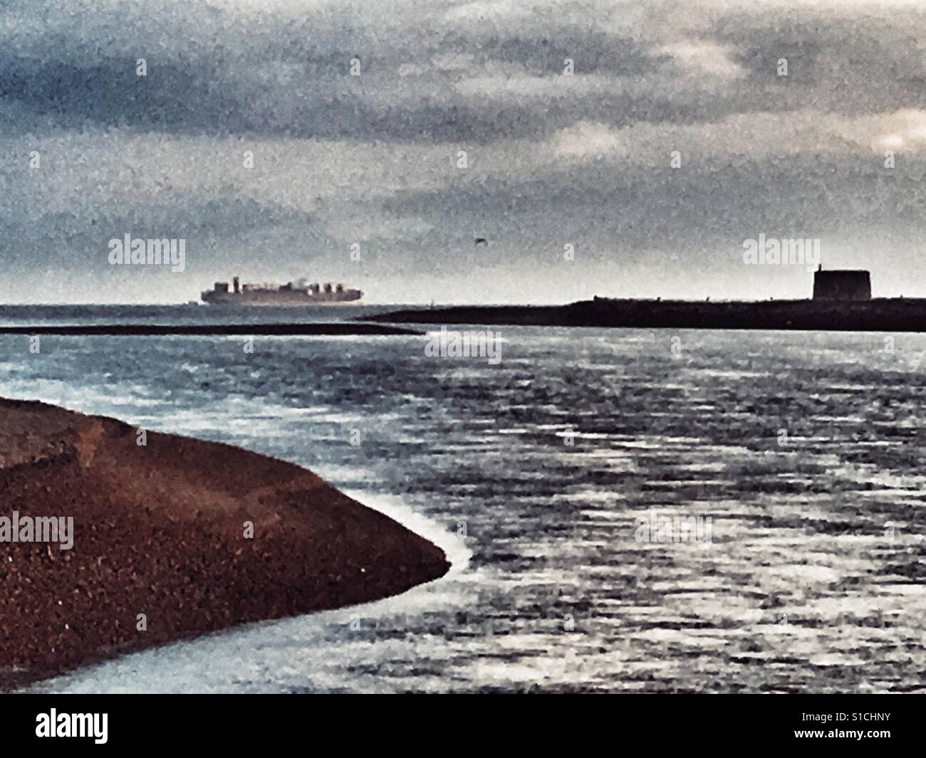 Mündung des Flusses Deben - Smartphone-aufgenommenes Stockfoto