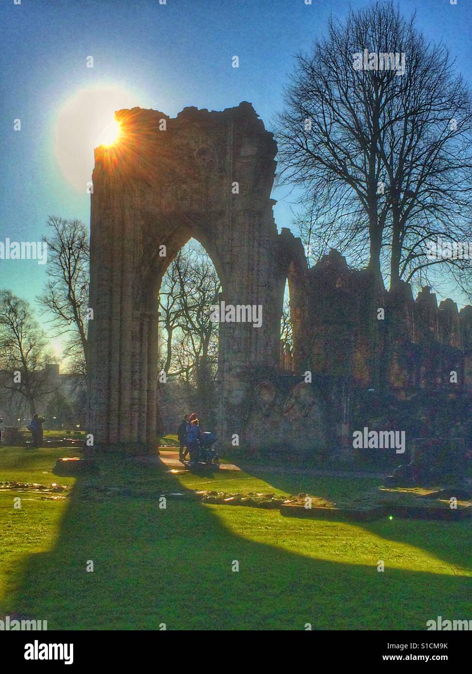 Str. Marys Abbey in Wintersonne York North Yorkshire England UK Stockfoto