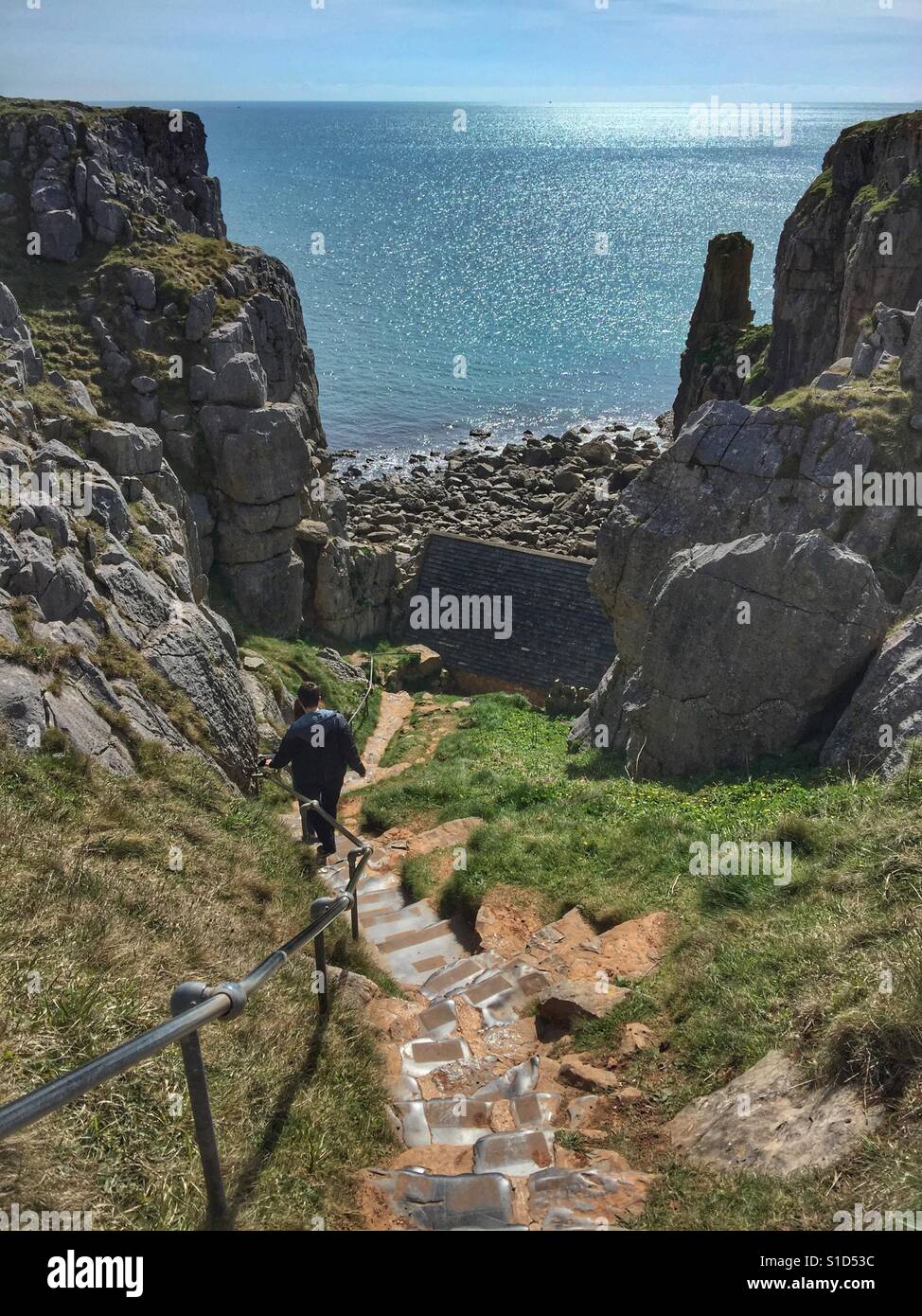 Kapelle St. Govan, Pembrokeshire Stockfoto