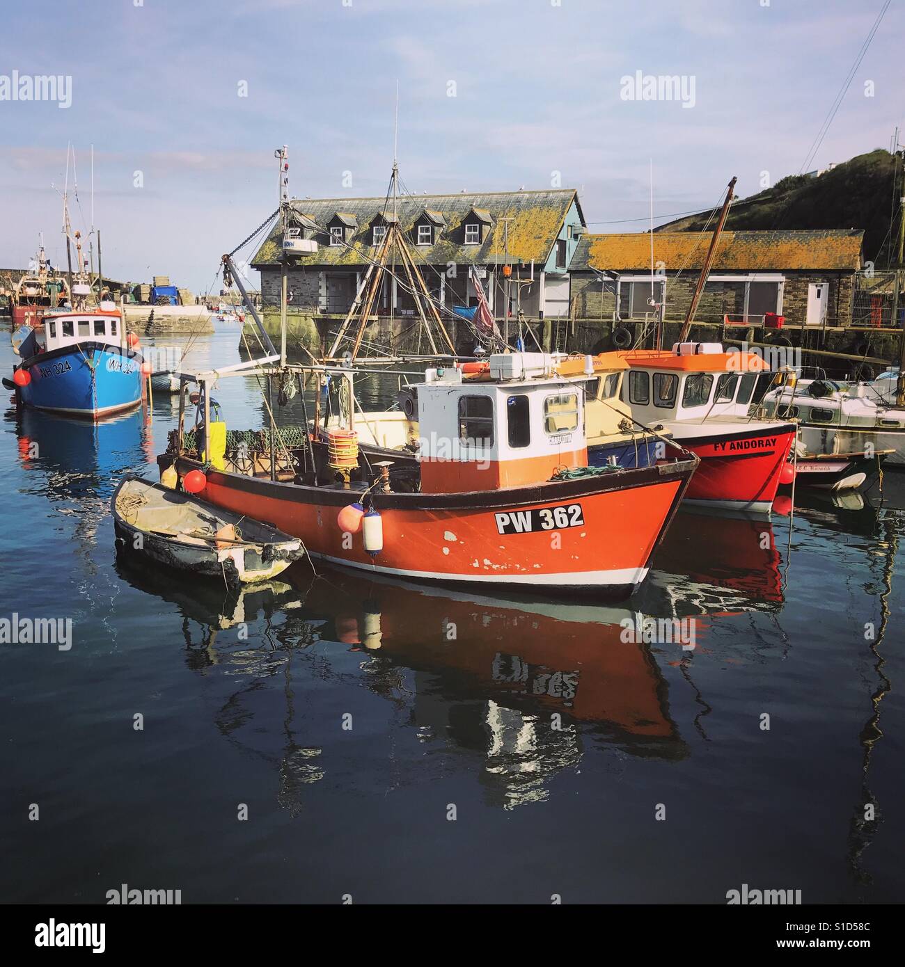 Mevagissey Hafen - Smartphone-aufgenommenes Stockfoto
