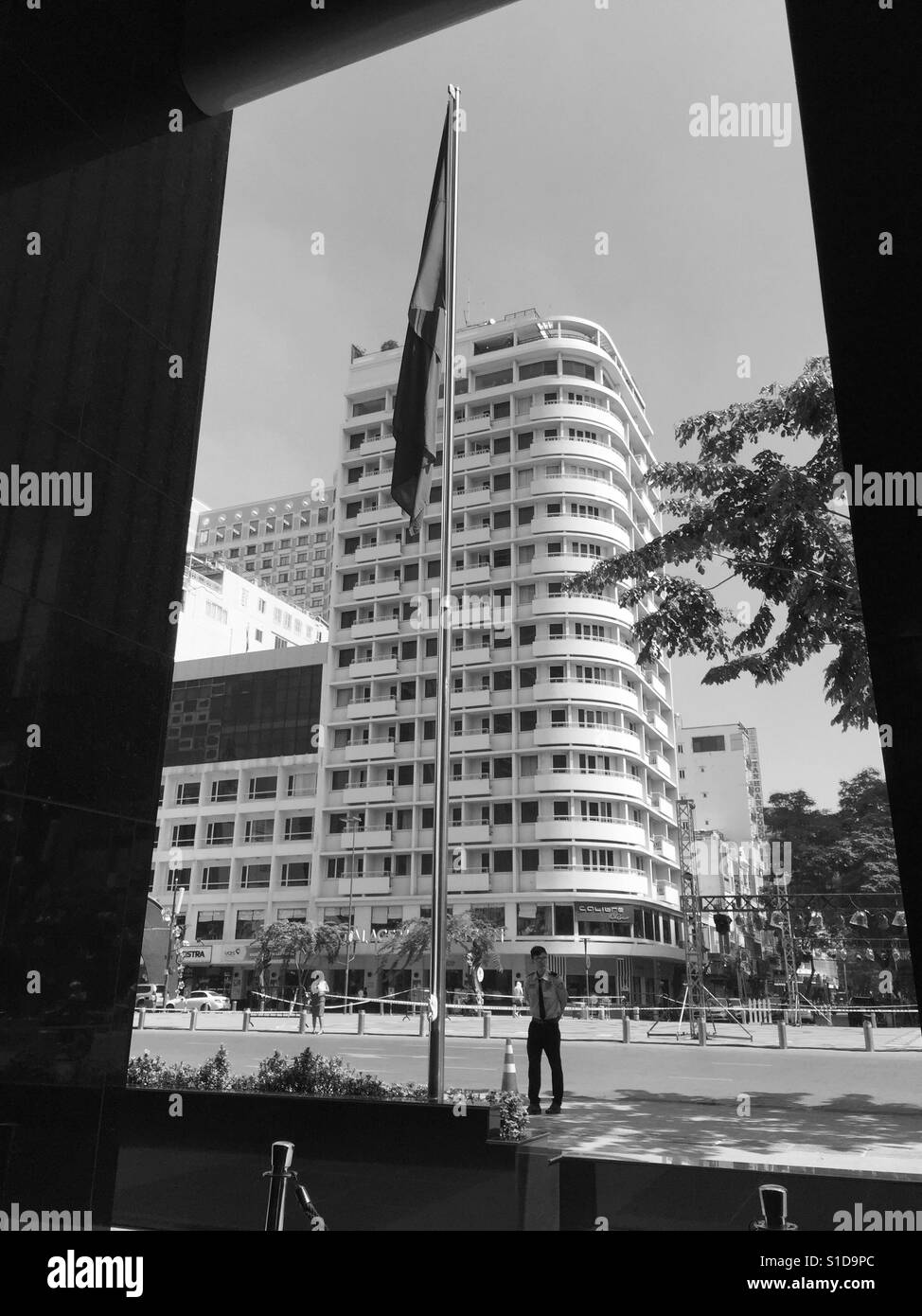 In den Straßen von Ho-Chi-Minh-Stadt zu schützen. - Smartphone-aufgenommenes Stockfoto