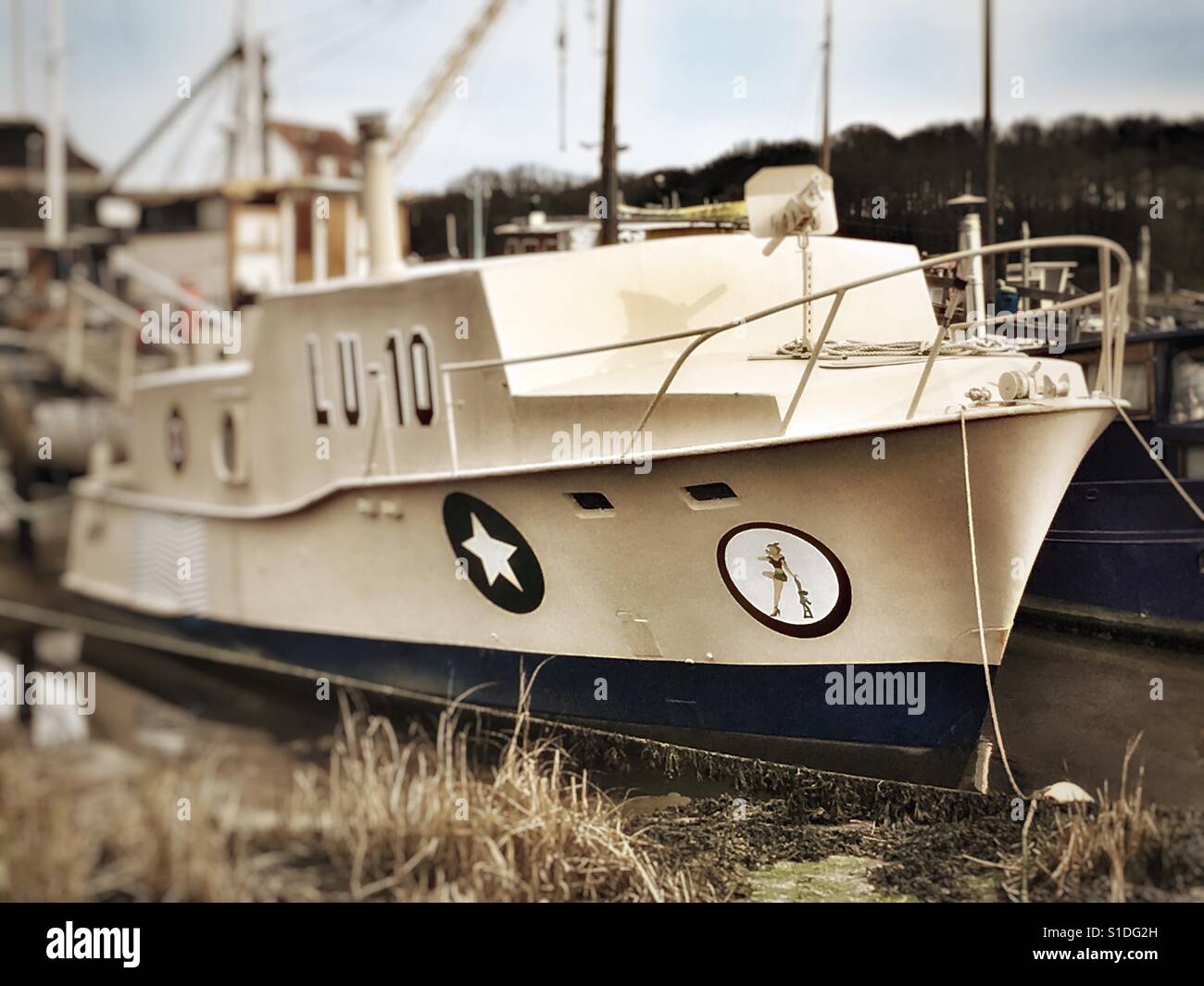 Motorboot verspottet als zweiten Weltkrieg Marine Boot. Stockfoto