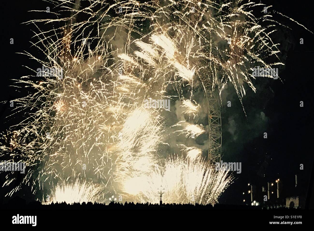 Feuerwerk auf der Themse an Silvester, 2017 Stockfoto