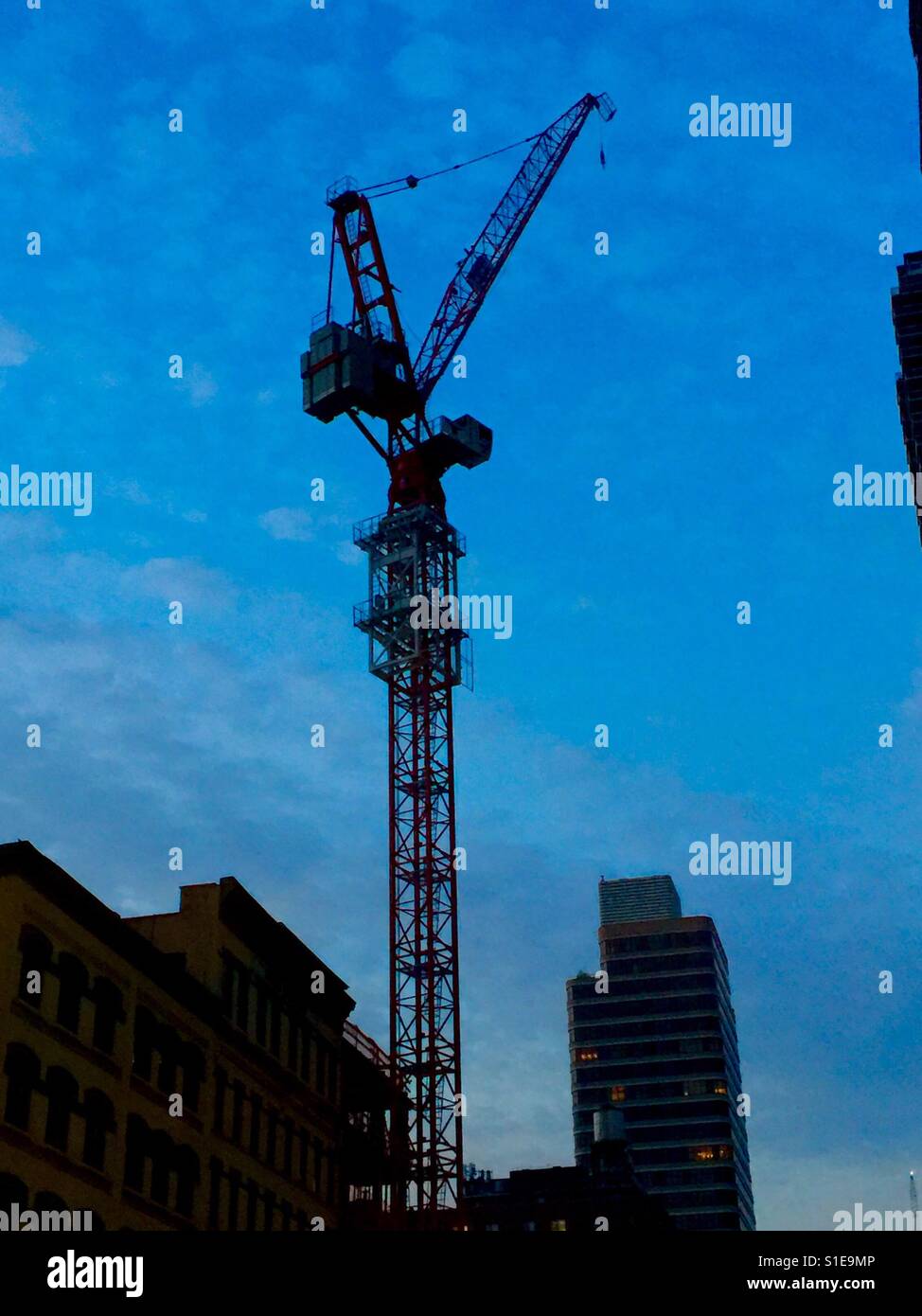 Kran Regeln die Skyline, Upper Eastside, Manhattan, New York City Stockfoto