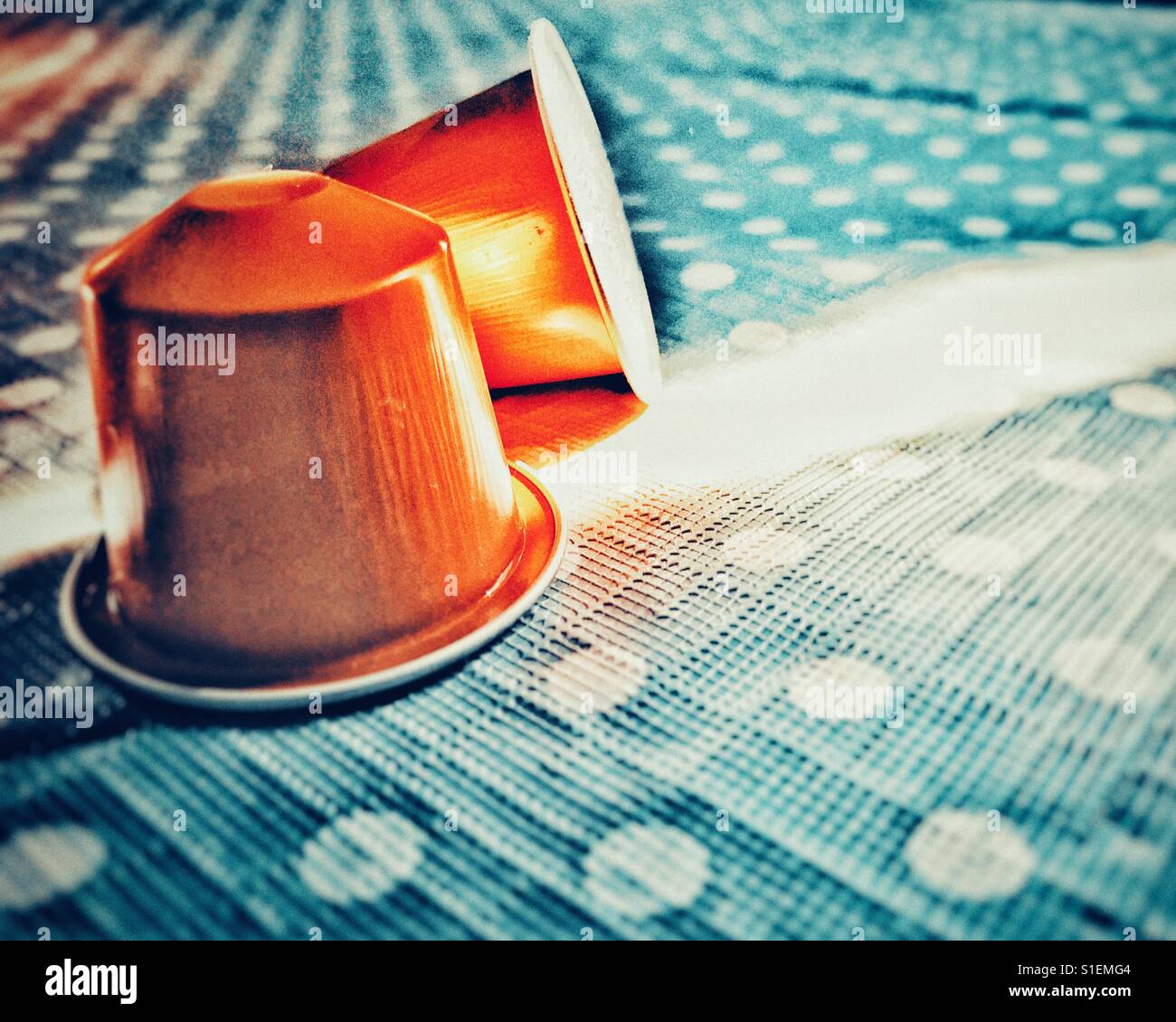 Nespresso Kaffee Kapseln Nahaufnahme Stockfoto