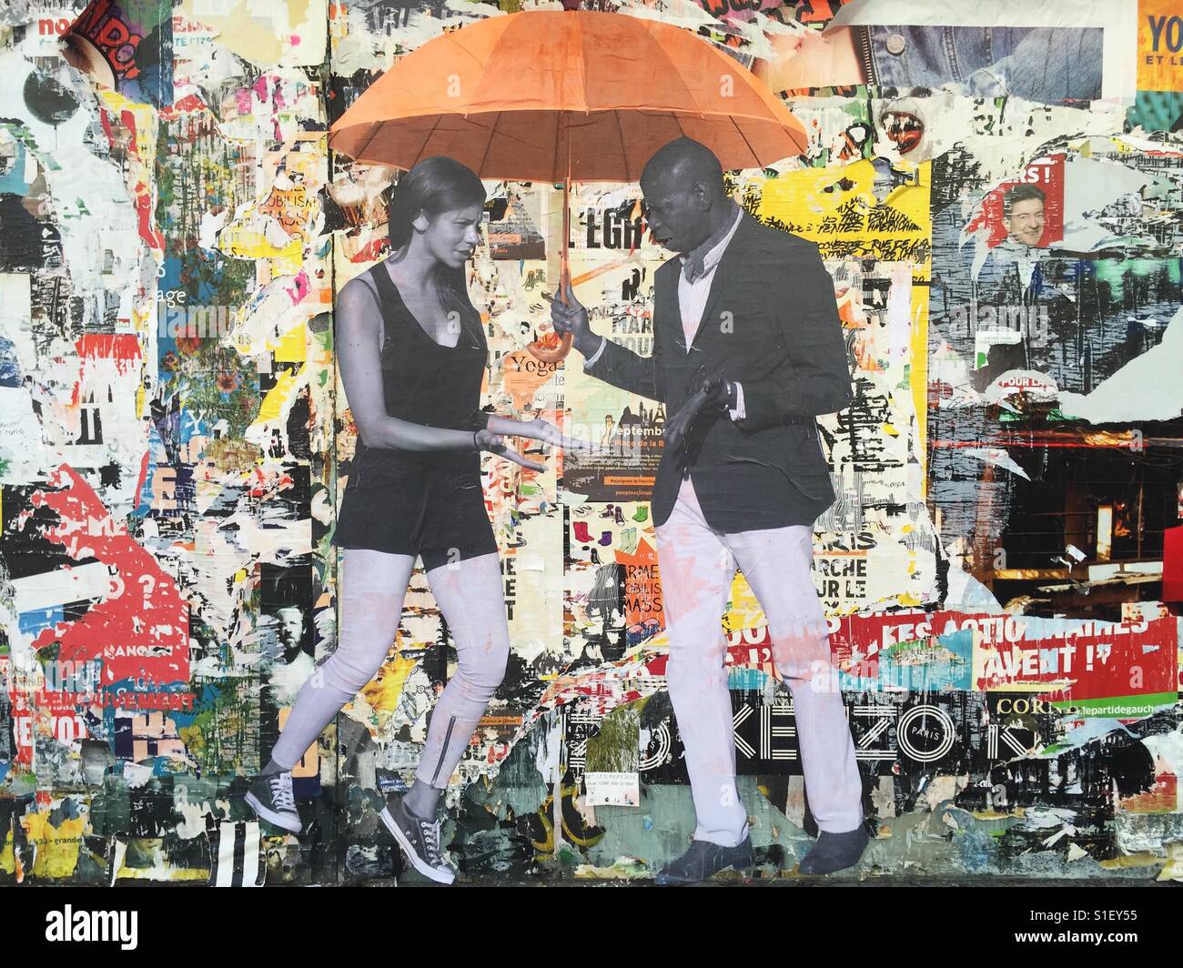 Straßenkunst auf einer Wand in Paris Stockfoto