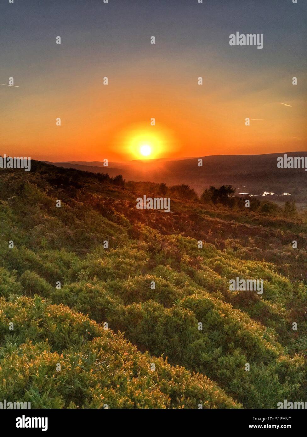 Sonnenuntergang über Otley Chevin West Yorkshire Stockfoto