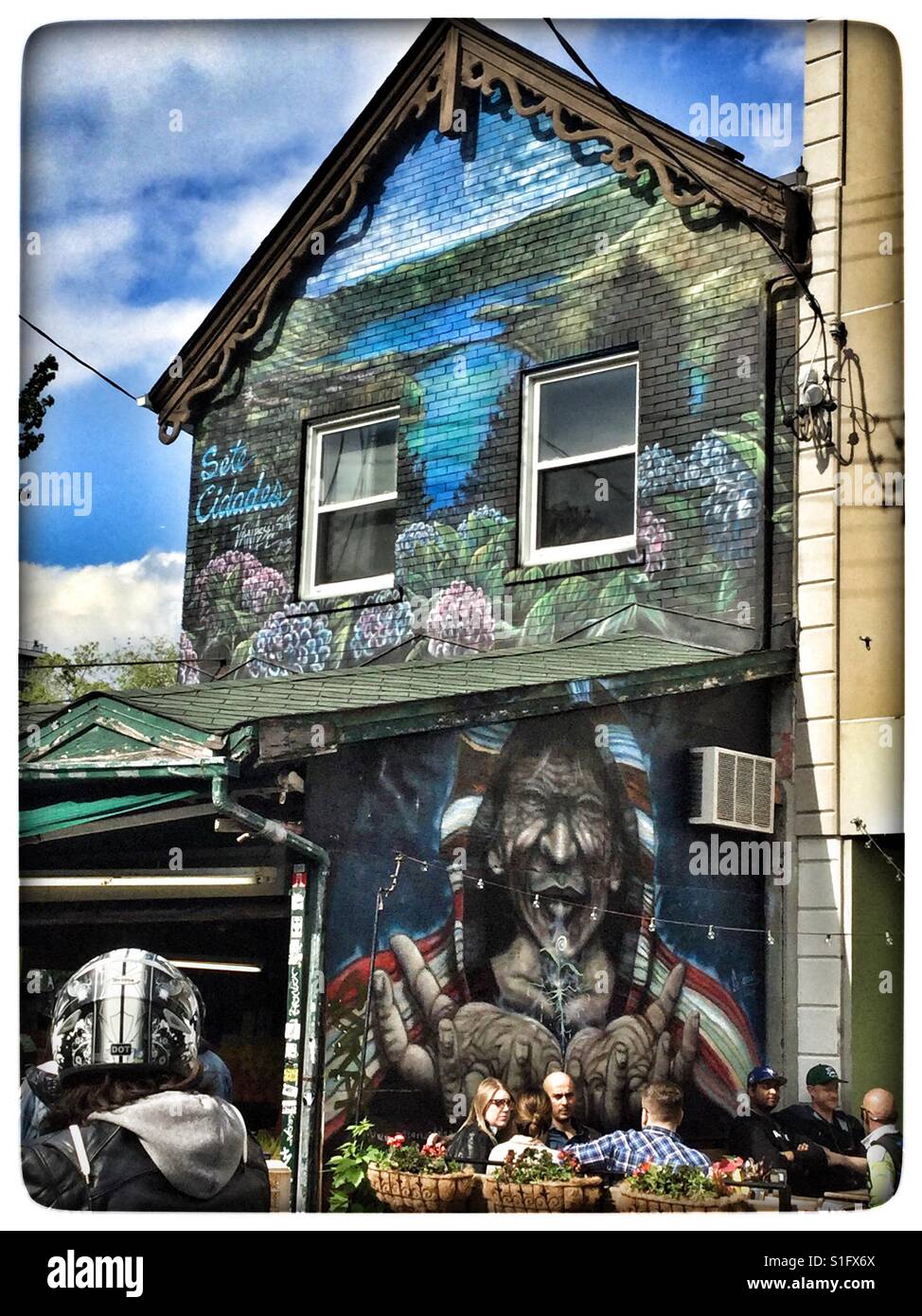 Lokales Café in Kensington Market, Toronto, Kanada. Stockfoto