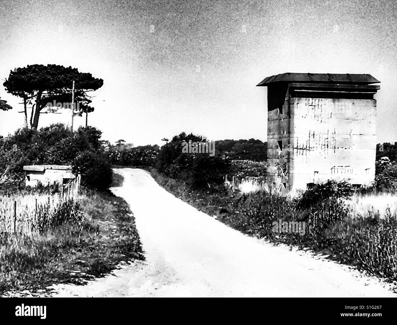 Ersten und zweiten Weltkrieg Abwehrkräfte, Osten Lane, Bawdsey, Suffolk, UK. - Smartphone-aufgenommenes Stockfoto