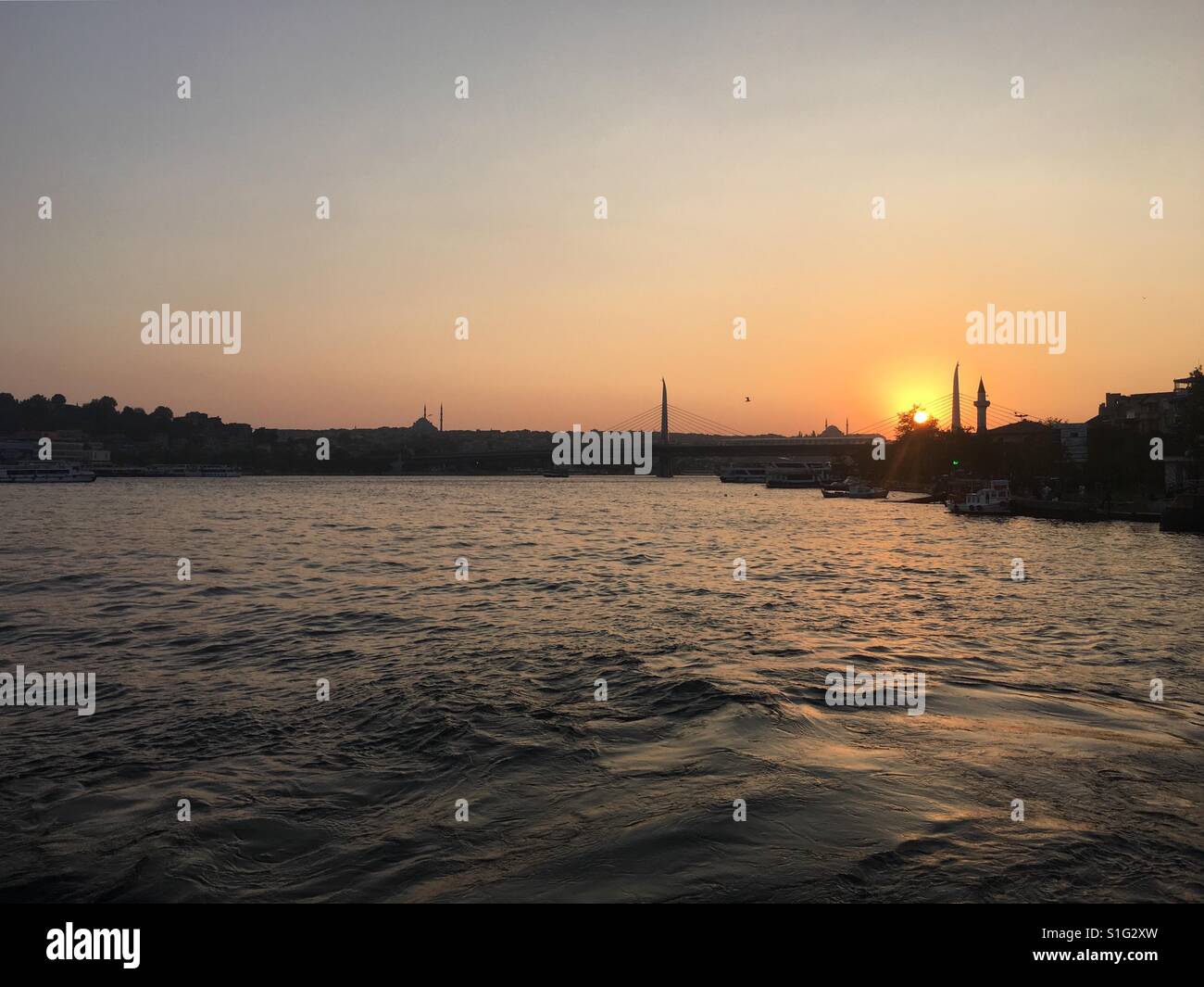 Stadt-Sonnenuntergang Stockfoto
