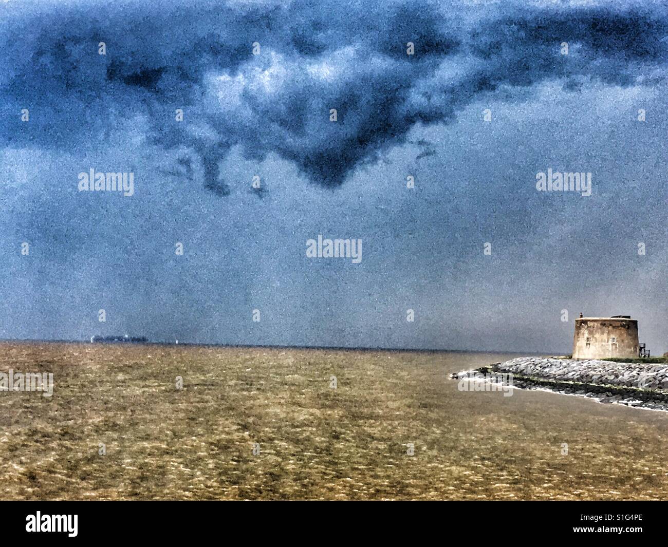 Gewitterwolken über der Nordsee Bawdsey Suffolk - Smartphone-aufgenommenes Stockfoto