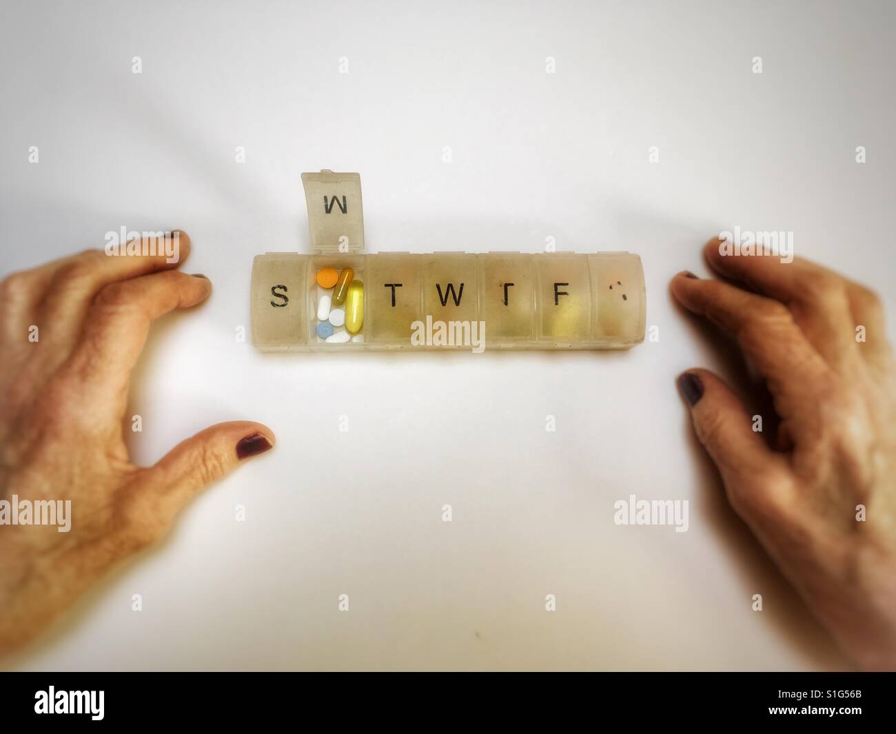 7-Pillenbox Stockfoto