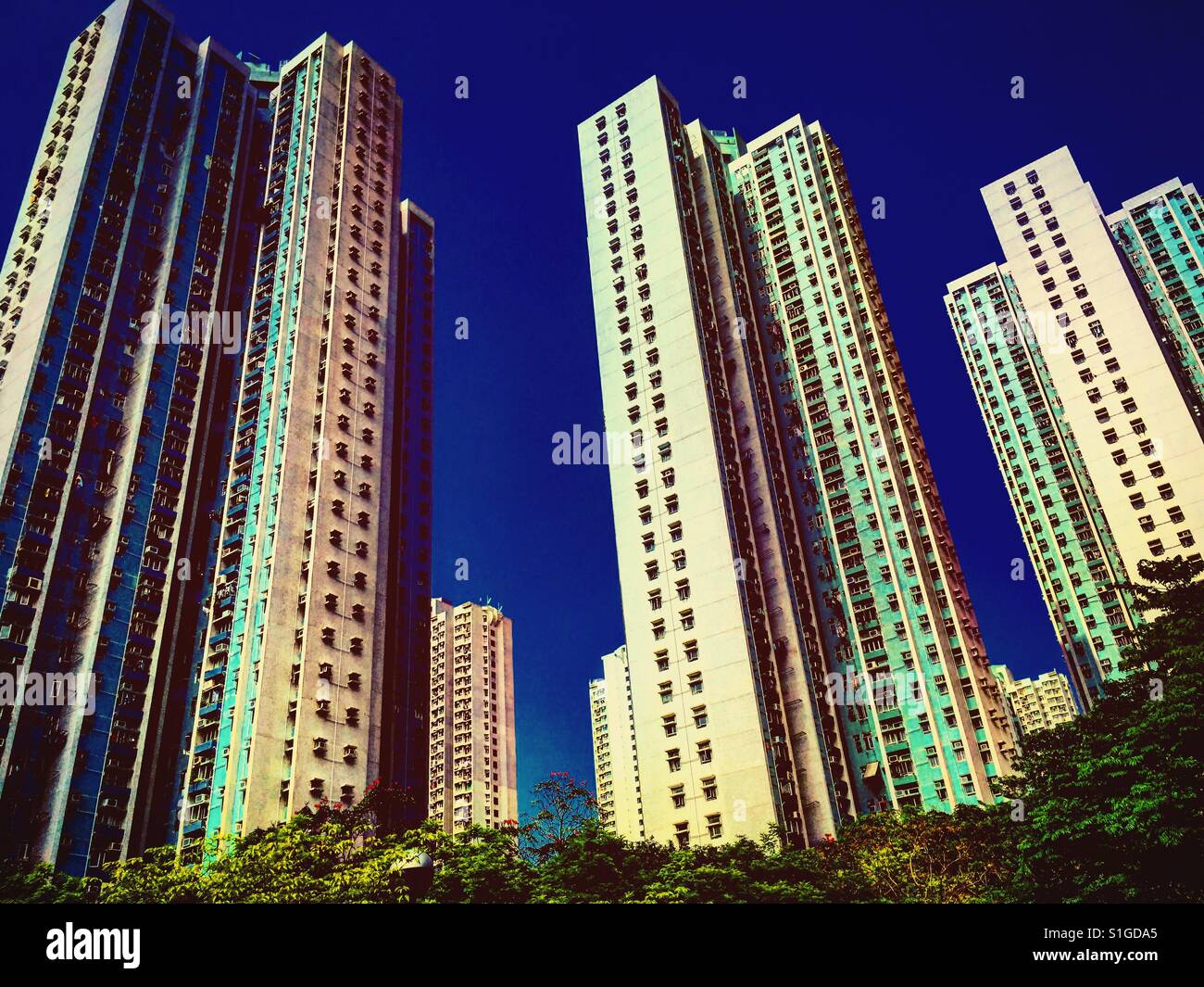 Hoher Rat Wohnungen Türme in Hong Kong, China Stockfoto