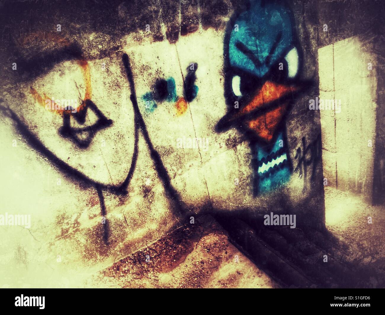 Während des Krieges bunker - Smartphone-aufgenommenes Stockfoto