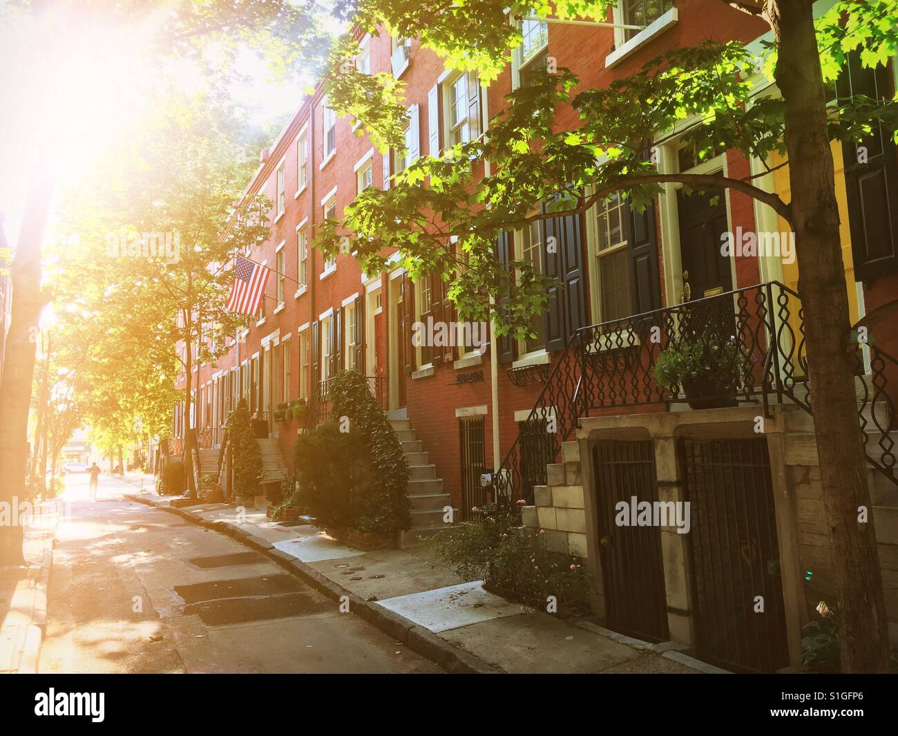 Rittenhouse Square Gegend von Philadelphia, Pennsylvania - Smartphone-aufgenommenes Stockfoto