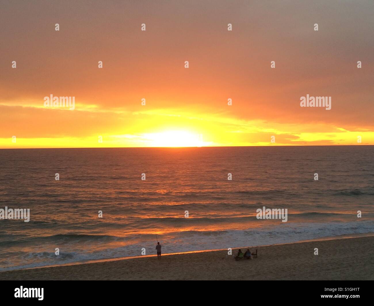 Angeln bei Sonnenuntergang Perth Western Australia Stockfoto